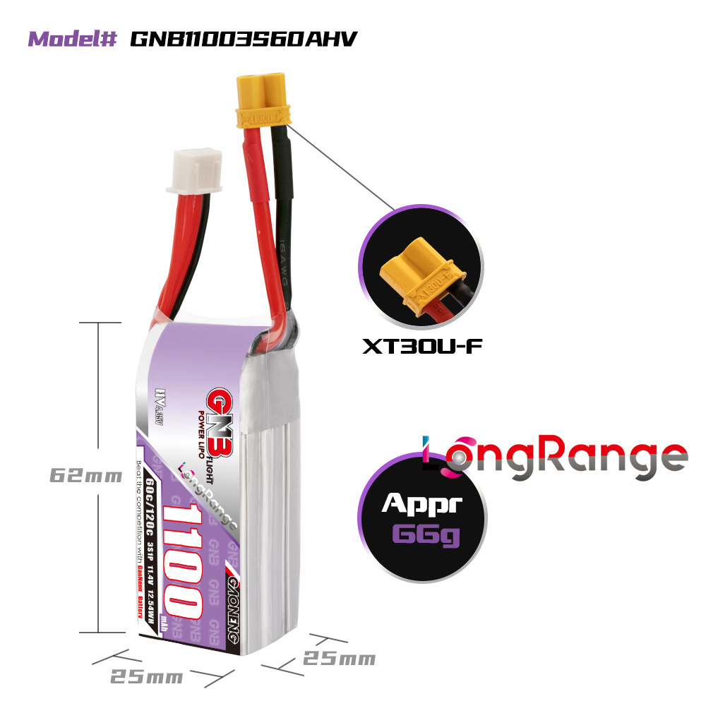 GNB 1100mAh 2S 3S 4S 6S 60C/12 - Drone Battery Lipo ulasan dan harga